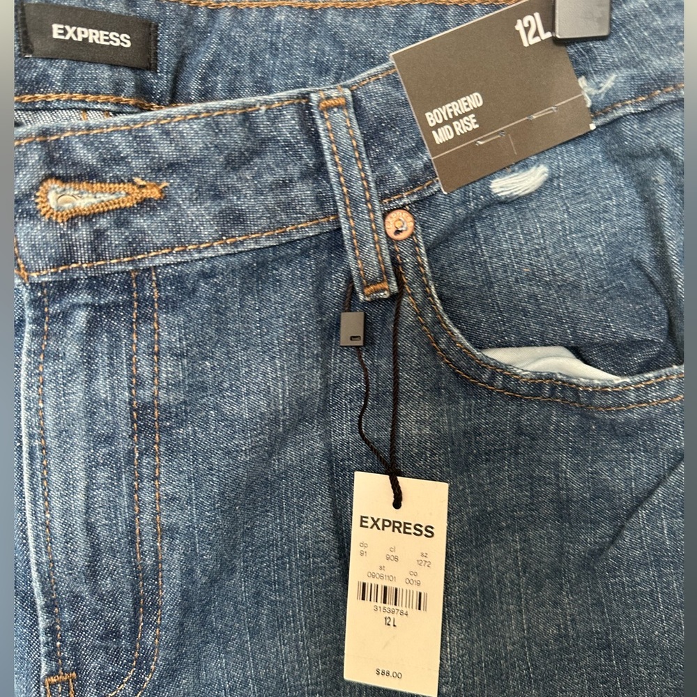 Express Mid Rise Ripped Boyfriend Jeans - Picture 4 of 4